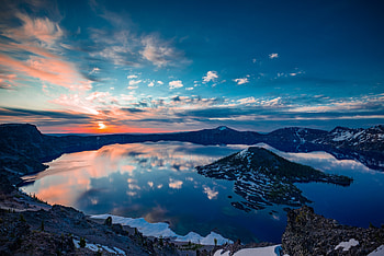 Crater Lake Oregon, nature, lake, mountains HD wallpaper