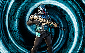 Bull Shark, blue grunge background, Fortnite, vortex, Fortnite characters, Bull Shark Skin, Fortnite Battle Royale, Bull Shark Fortnite HD wallpaper