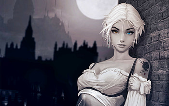 Catspaw, magic, moon, fantasy, tattoo, women, elf HD wallpaper