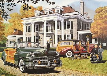 a new home, retro, chrysler, house, cars HD wallpaper
