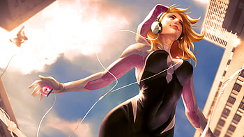 Gwen Stacy, Stunning visuals, Superheroic stance, Iconic character HD wallpaper
