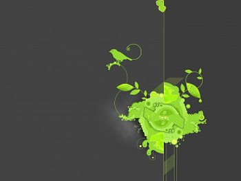 Flower and a Bird, abstract, bird, green, flower HD wallpaper