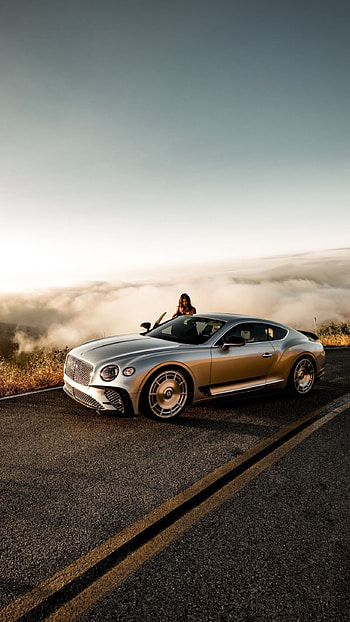 Bentley Continental GT, car, girl with car, luxury, rich, VIP, girl, rich car HD phone wallpaper