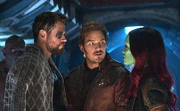 Thor Star Lord Gamora In Avengers Infinity War, thor, star-lord, gamora, avengers-infinity-war, movies, 2018-movies HD wallpaper