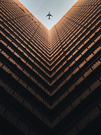 Sky, Architecture, Building, Miscellanea, Miscellaneous, Symmetry, Plane, Airplane HD phone wallpaper