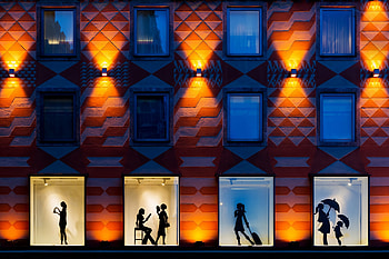 Windows, Night, City, Miscellanea, Miscellaneous, Silhouettes, City Style HD wallpaper