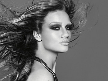 rosie huntington, wind hair, makeup, bw, model HD wallpaper
