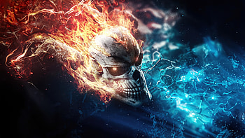 Ghost Rider Skull Burning , ghost-rider, superheroes, skull, artist, artwork, digital-art HD wallpaper