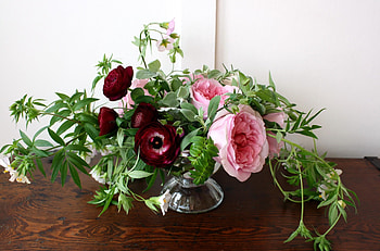 Flowers, Roses, Greens, Ranunculus, Ranunkulus, Composition HD wallpaper