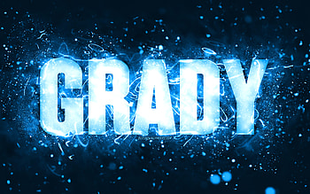 Happy Birtay Grady, , blue neon lights, Grady name, creative, Grady Happy Birtay, Grady Birtay, popular american male names, with Grady name, Grady HD wallpaper