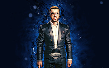 Anders Hellman, , blue neon lights, Cyberpunk 2077, RPG, fan art, Cyberpunk 2077 characters, Anders Hellman Cyberpunk HD wallpaper