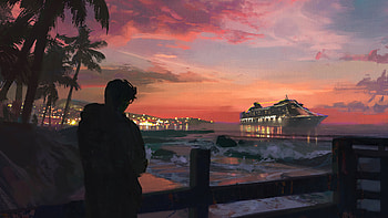 Shoreside, alone, artist, artwork, digital-art, artstation HD wallpaper