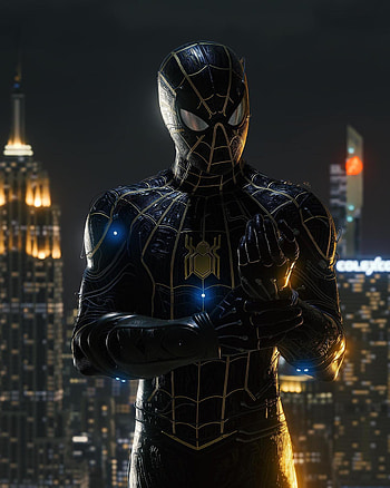 BLACK SPIDEY, chest, marvel, venom, avengers, city, spiderman HD phone wallpaper