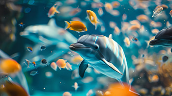 Dolphin Delight: Vibrant Aquarium, aquarium, dolphin HD wallpaper