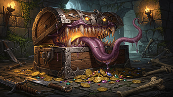 Mimic's Bounty — Fantasy, Fantasy, Treasure Chest, Dungeon HD wallpaper