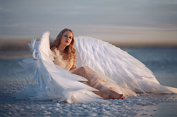 white angel, angel, white, fantasy, abstract HD wallpaper