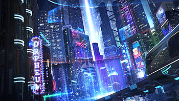 Rog City, republic-of-gamers, asus, computer, games, scifi HD wallpaper