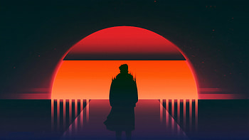 Walking away, man, sunset, silhouette HD wallpaper
