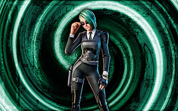 Envoy, turquoise grunge background, Fortnite, vortex, Fortnite characters, Envoy Skin, Fortnite Battle Royale, Envoy Fortnite HD wallpaper