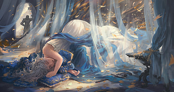 Asleep, girl, women, art, Fantasy HD wallpaper