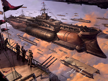 flying navy, battle ships, guns, navy, aircraft carrier HD wallpaper