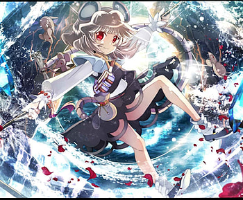 Touhou, rose petals, mice, girl HD wallpaper