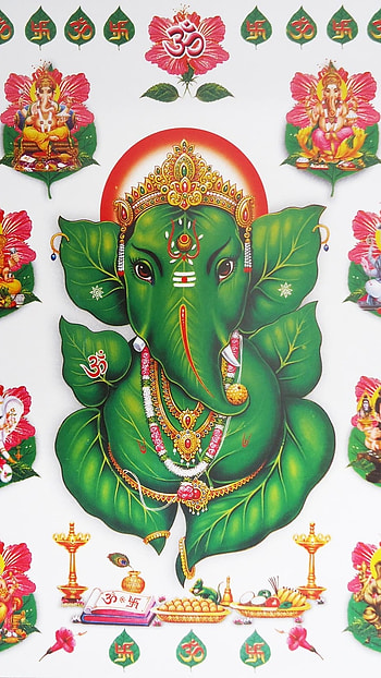 Ganpati , Green Leaves, Lord Ganesh HD phone wallpaper