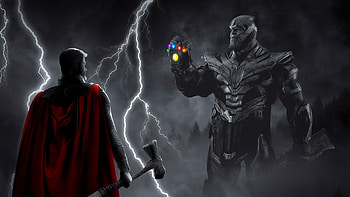 Thor Vs Thanos War , thor, thanos, superheroes, artist, artwork, digital-art, deviantart, monochrome, black-and-white HD wallpaper