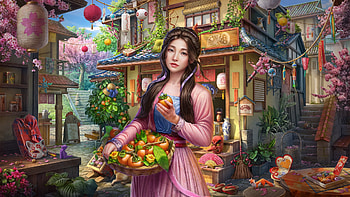 Fruit Seller, digital, fantasy, art, , fruit, beautiful, girl, woman HD wallpaper