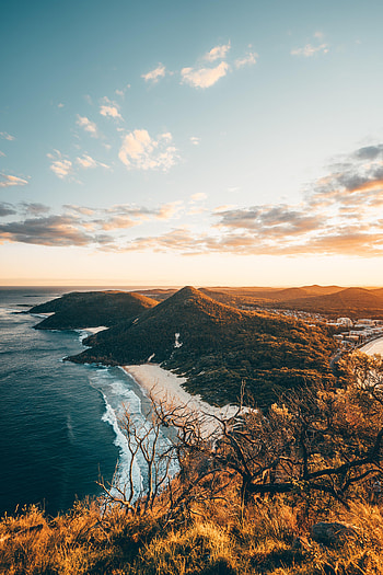 Nature, Sea, Beach, View From Above, Coast, Hills HD phone wallpaper