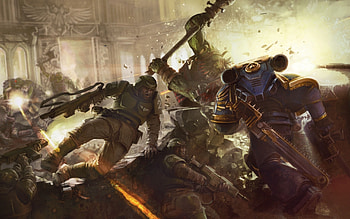 Space Marines And Imperial Guard Vs Orks HD wallpaper