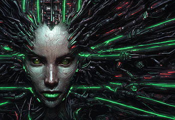 SHODAN System Shock, AI Art, cyberpunk, retro, System Shock 2, video game, system shock HD wallpaper