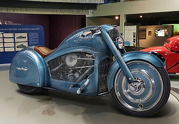 Harley Davidson 1936 Bugatti Type 57SC Atlantic Concept Motorcycle by Jakusa Atlantico., harley, art deco, concept, motorbike, blue HD wallpaper