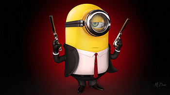 Detective Minion, minion, suit and tie, movie, Despicable Me, detective, guns, pistols, Firefox Persona theme HD wallpaper