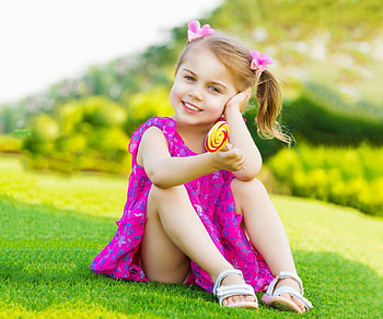 Little Girl, Nice, Smile, Pretty, Grass HD wallpaper