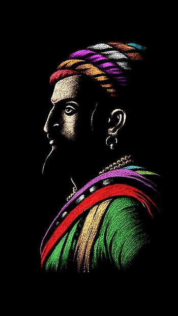 Shivaji Maharaj Jayanti, Black Background, painting HD phone wallpaper
