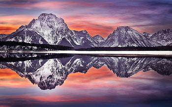 reflection of mountains, fun, cool, nature, forest, lake, mountain HD wallpaper