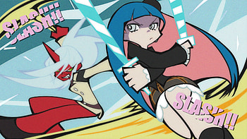 Panty & Stocking, gothic, kneesocks, goth, demon, sythe, swords, stocking, panty and stocking with garterbelt, lolita HD wallpaper