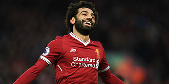 Mohamed Salah, red jersey, celebration HD wallpaper