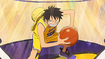 Anime, One Piece, Monkey D. Luffy, basketball, Los Angeles Lakers HD wallpaper