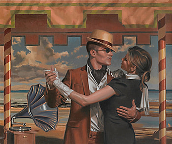 by Peregrine Heathcote, dancing couple, art, painting, old phonograph HD wallpaper