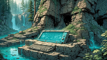 Ruins, ruin, rocks, stone, forest, waterfall HD wallpaper