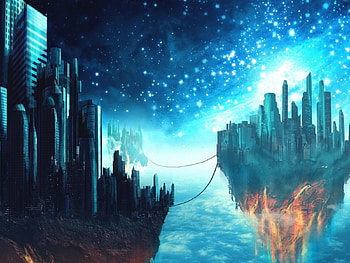 Linked city, fantsy, abstract HD wallpaper