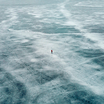 Ice, View From Above, Miscellanea, Miscellaneous, Human, Person, Loneliness HD phone wallpaper