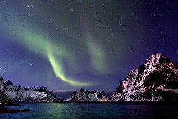 Nature, Water, Mountains, Night, Northern Lights, Aurora Borealis, North HD wallpaper