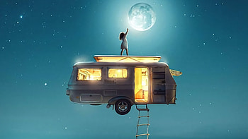 Girl Catching Moon Van, artist, artwork, digital-art HD wallpaper