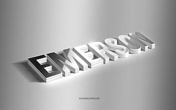 Emerson, silver 3d art, gray background, with names, Emerson name, Emerson greeting card, 3d art, with Emerson name HD wallpaper