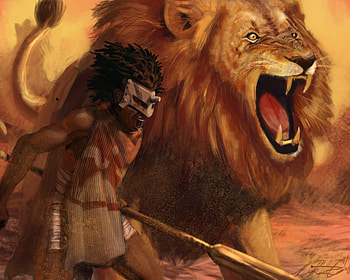 lion warrior, africa, lion, fantasy, warrior HD wallpaper
