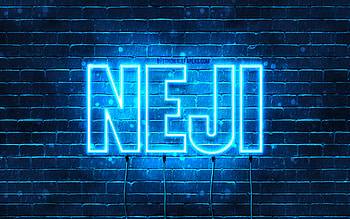 Happy Birtay Neji, , blue neon lights, Neji name, creative, Neji Happy Birtay, Neji Birtay, popular japanese male names, with Neji name, Neji HD wallpaper