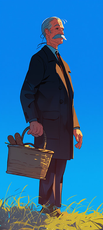 Charming Butler with Picnic Basket - Elegant HD phone wallpaper